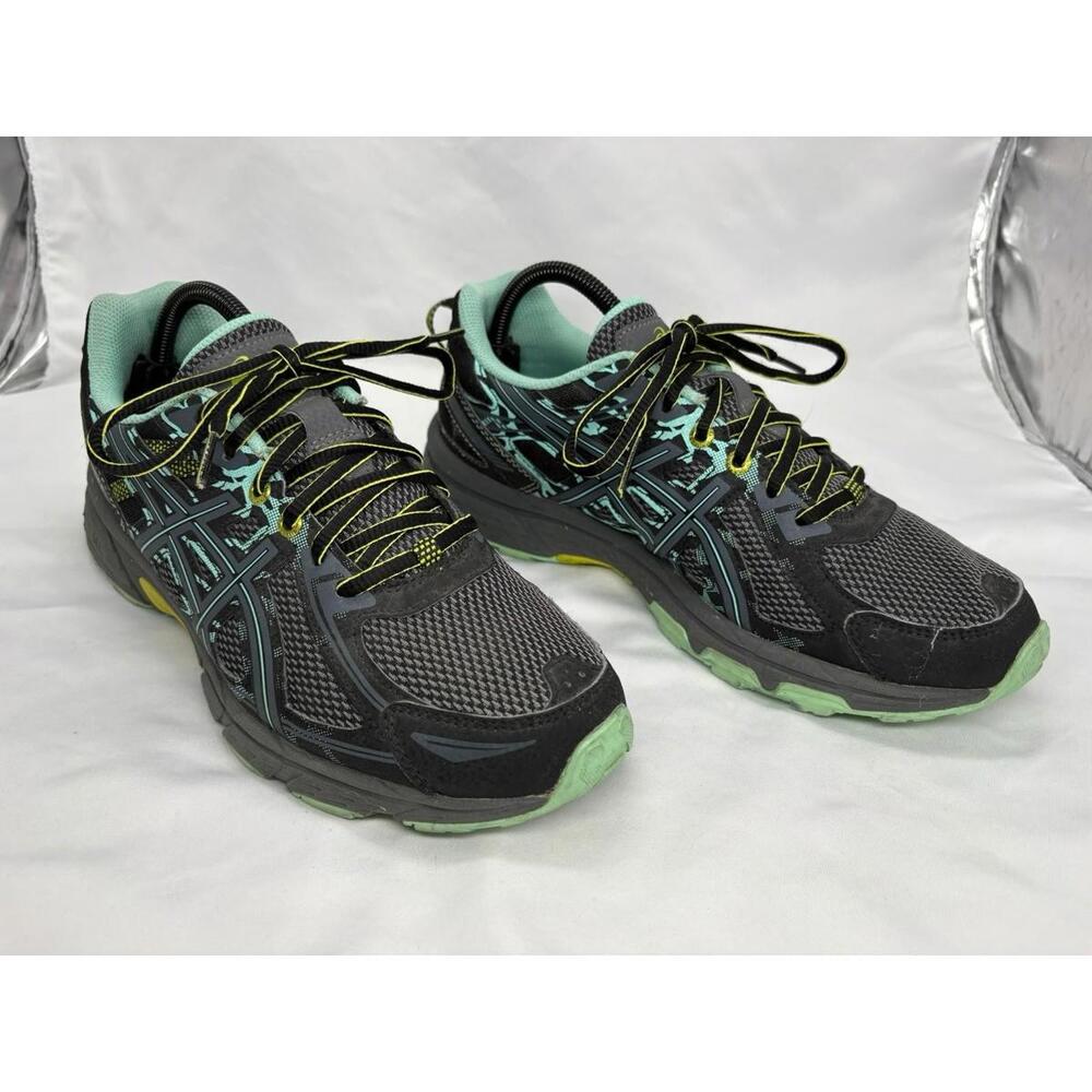 ASICS Gel-Venture 6 Trail Hiking Running Shoes Woman 10 Black Gray Teal Blue - Picture 3 of 8